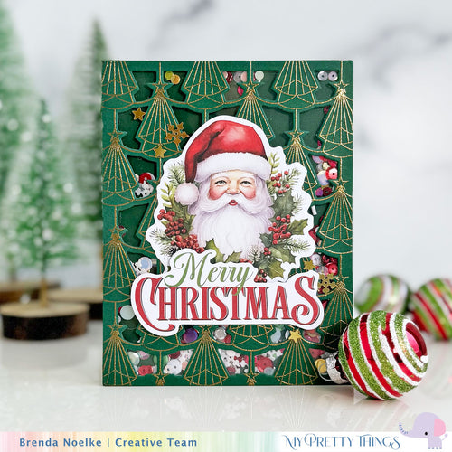 Art Deco Christmas Trees Framed Background Die A2