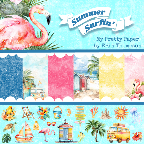 Beach Birds Summer Surfin’ 12x12 Patterned Paper