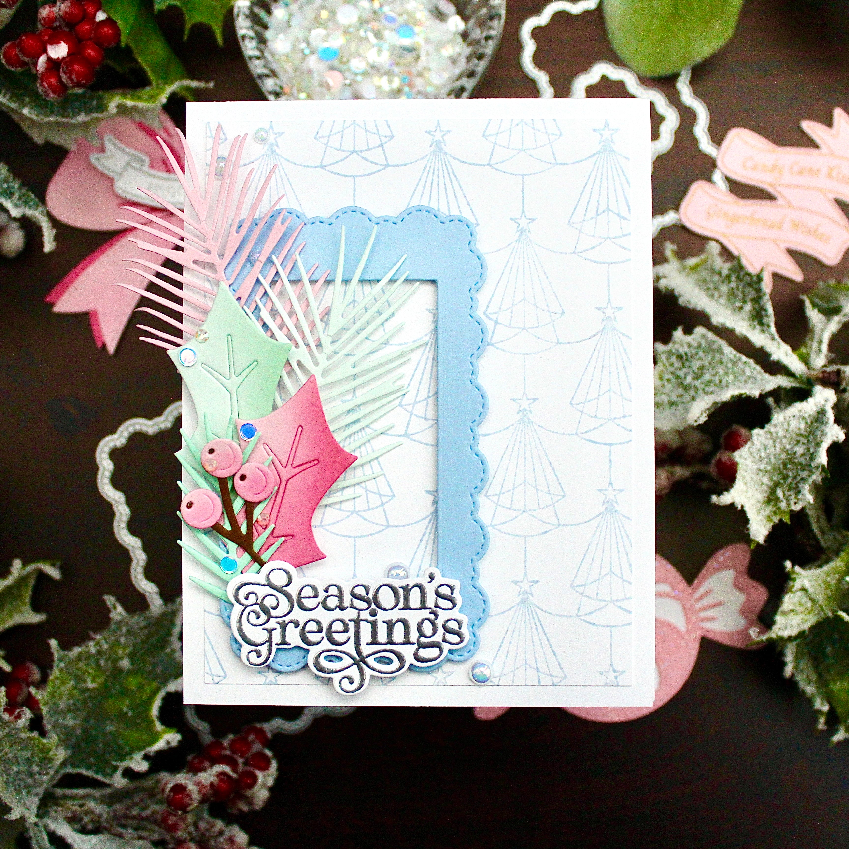 Art Deco Christmas Trees Background Stamp