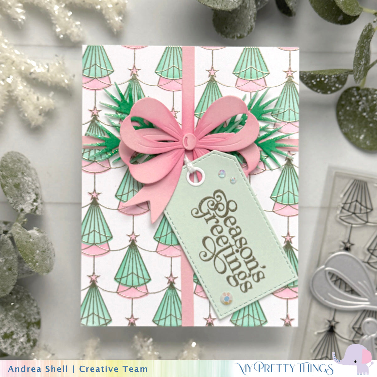 Art Deco Christmas Trees Background Stamp