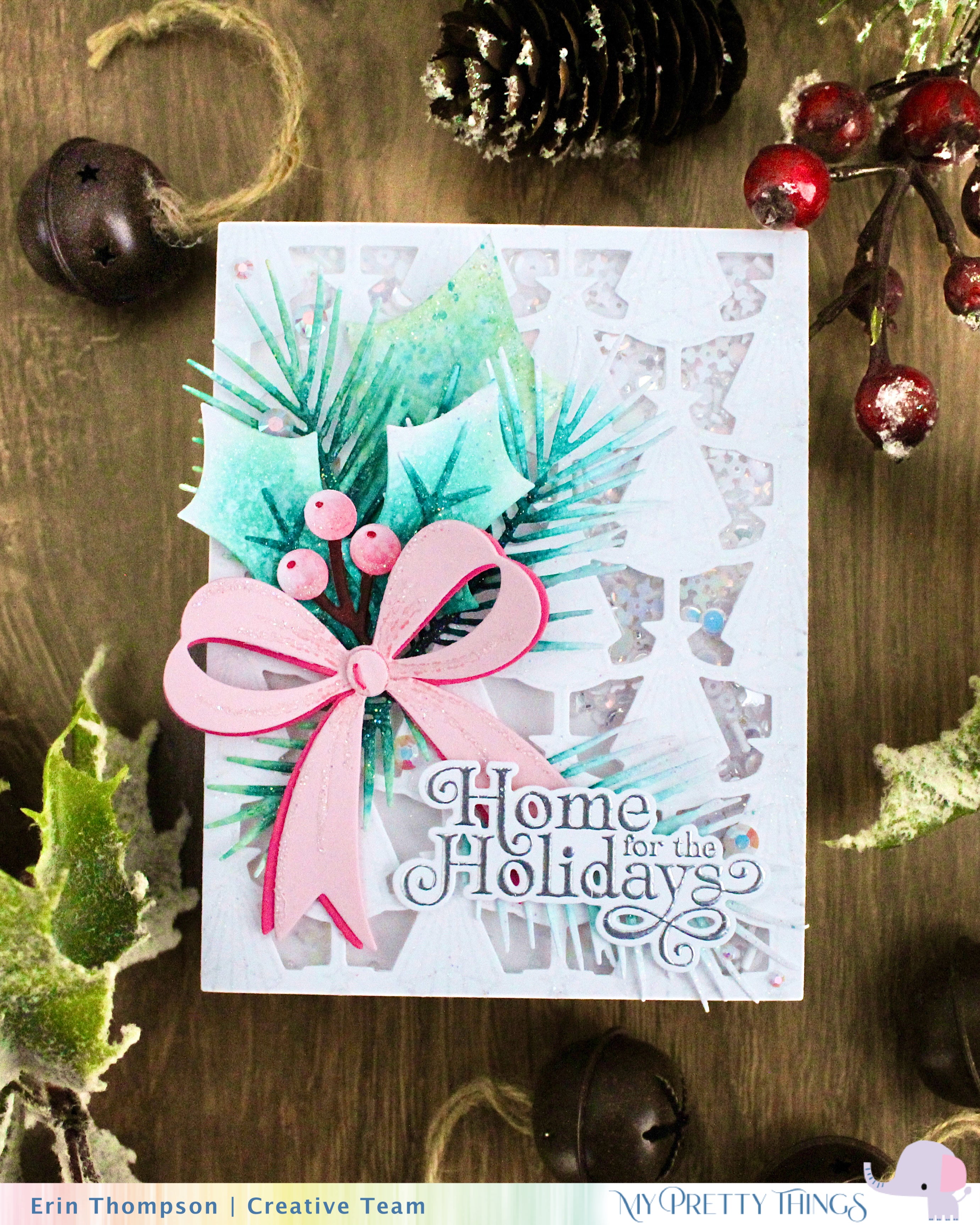 Art Deco Christmas Trees Framed Background Die A2