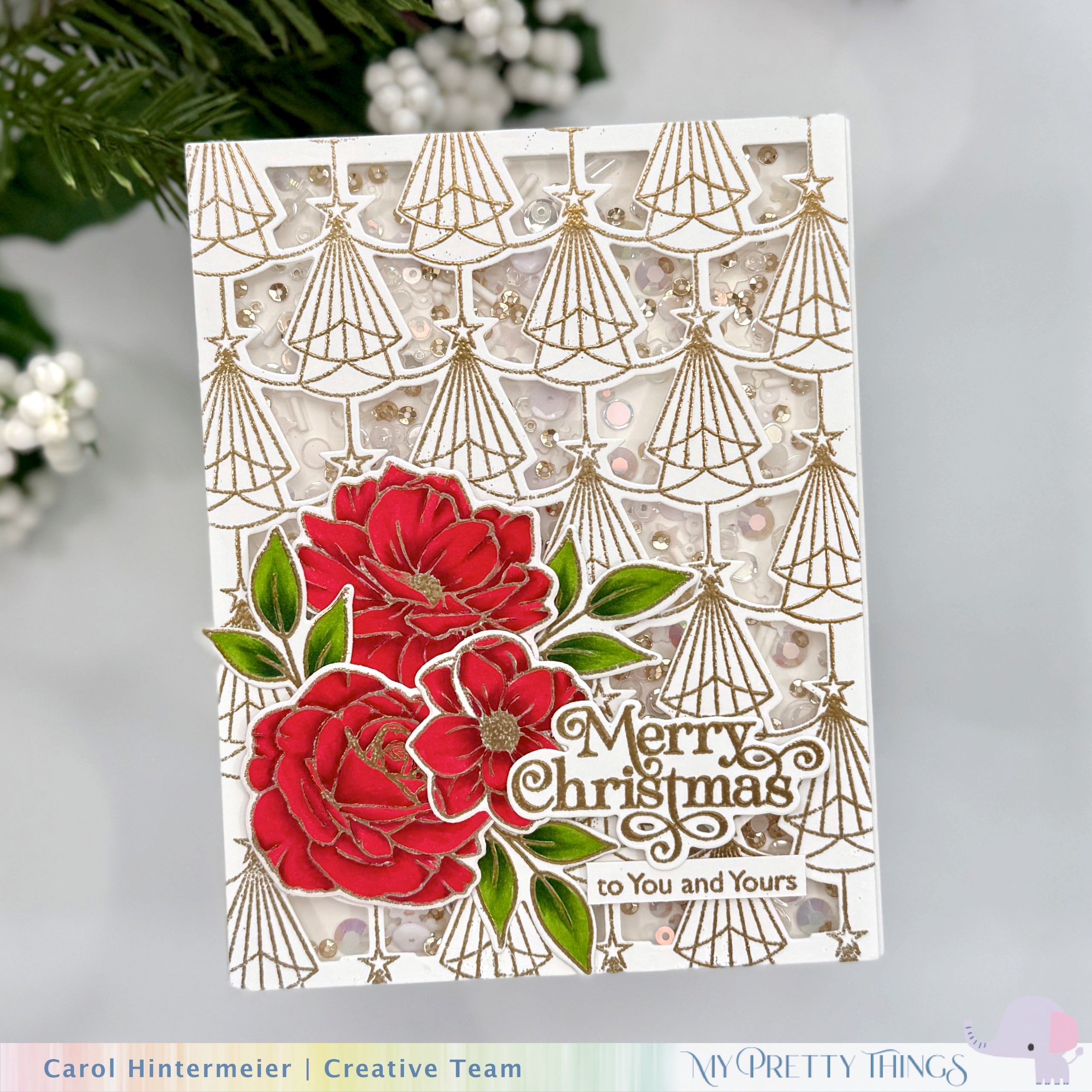 Art Deco Christmas Trees Background Stamp