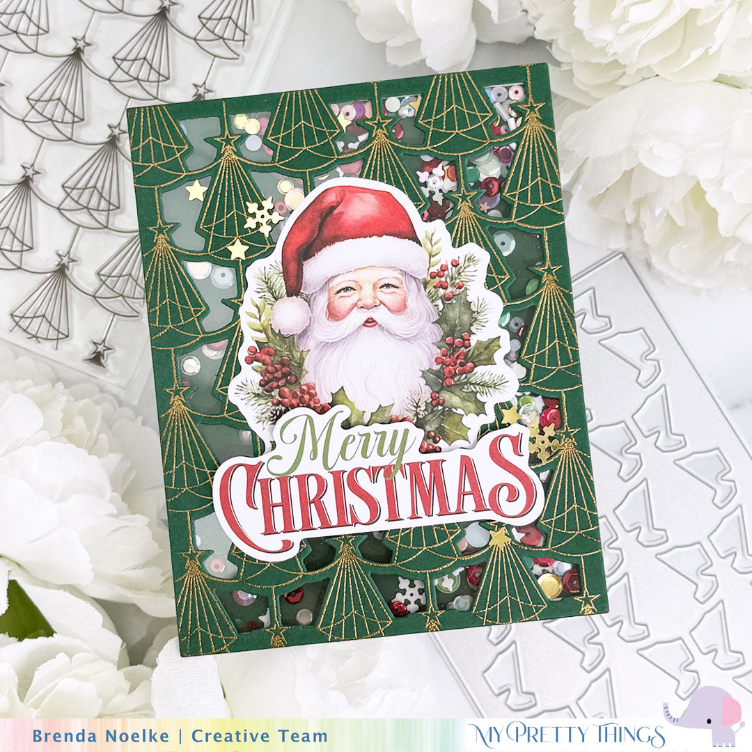 Art Deco Christmas Trees Framed Background Die A2