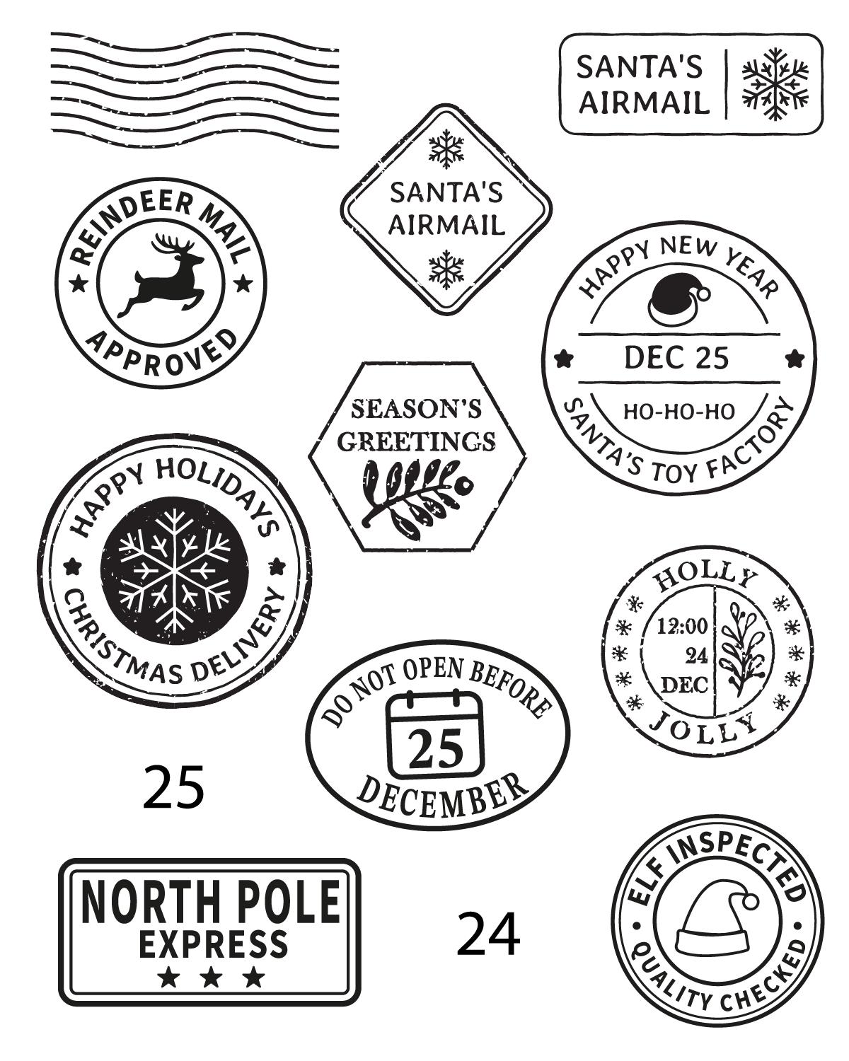 Holiday Postal Marks Stamps Set