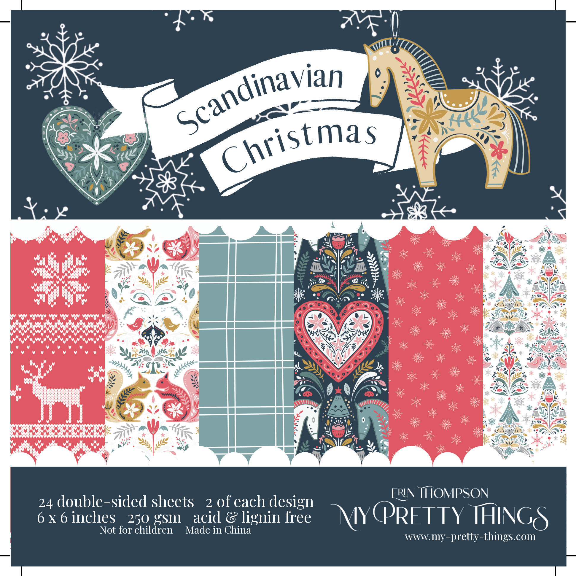 Scandinavian Christmas Patterned Paper 6x6