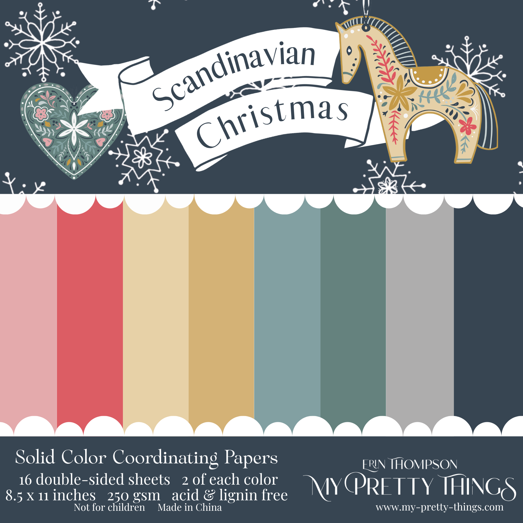 Scandinavian Christmas Solids Paper 8.5"