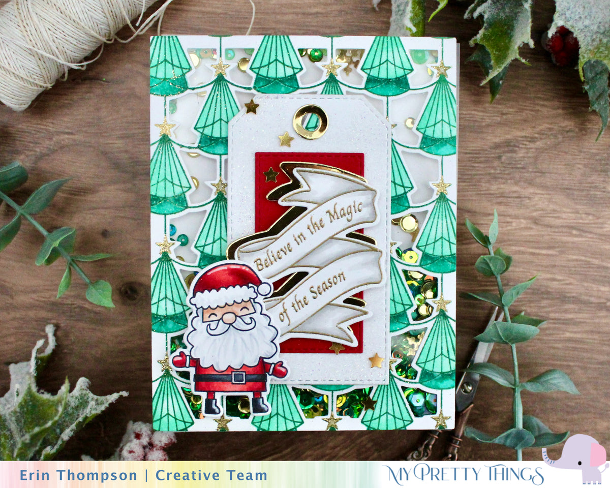 Art Deco Christmas Trees Layered Coloring Stencils